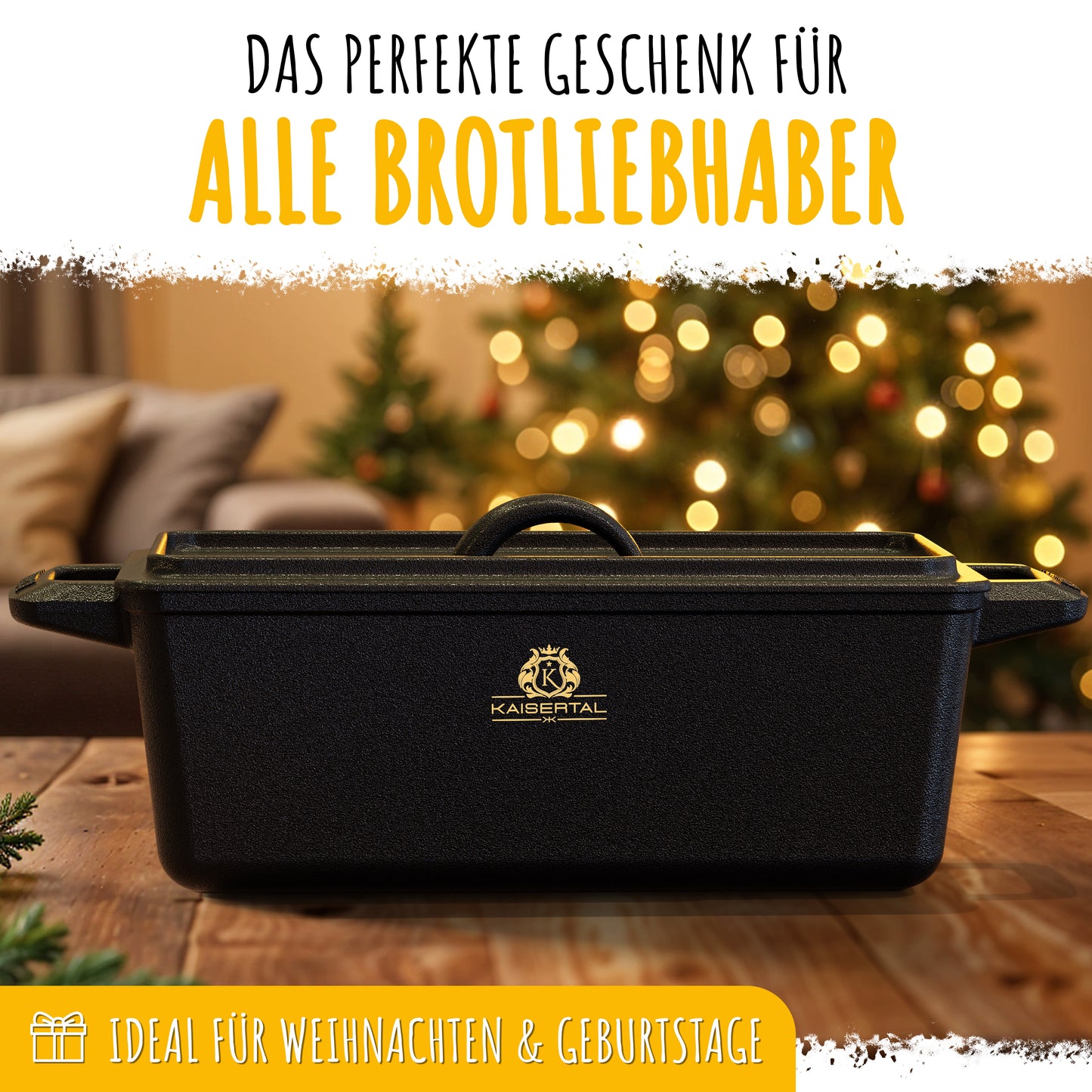 KAISERTAL Gusseisen Brotbackbräter 28 cm mit Deckel (4,5L) - mit/ohne Gärkorb