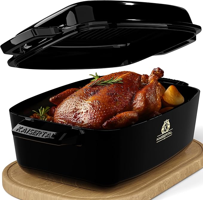 KAISERTAL Gusseisen Bräter 32 cm mit Deckel (10L) - Emailliert/Eingebrannt