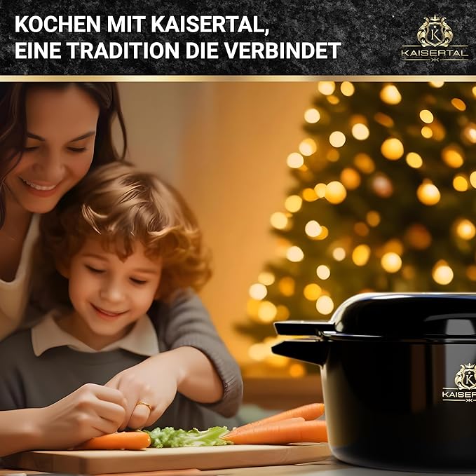 KAISERTAL Gusseisen Topf - 2-in-1 Schmortopf 26 cm mit Deckel (6,4L) -  Emailliert/Eingebrannt