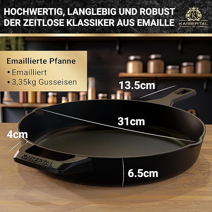 KAISERTAL Gusseisen Bratpfanne 30 cm Emailliert - Henkel