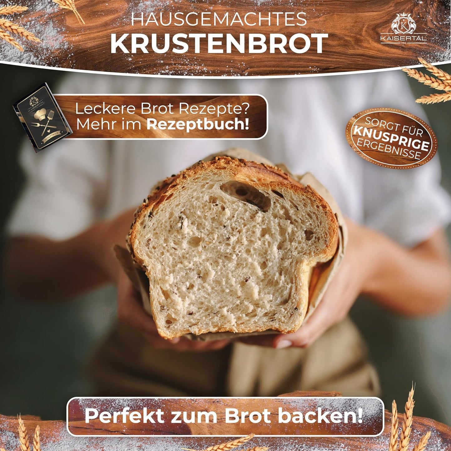 Kaisertal 4-in-1 Bread Baking Mould with Lid - Burnt Cast Iron Pot 3 L - Patented Bread Pot for Baking & Stewing Bread - All Types of Cookers