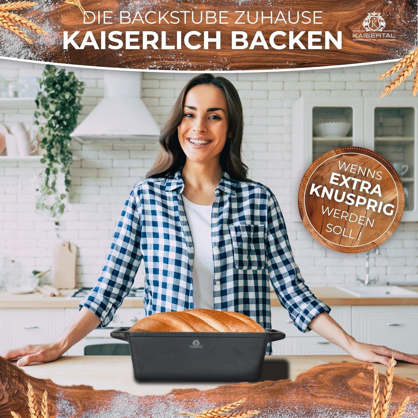 Kaisertal 4-in-1 Bread Baking Mould with Lid - Burnt Cast Iron Pot 3 L - Patented Bread Pot for Baking & Stewing Bread - All Types of Cookers