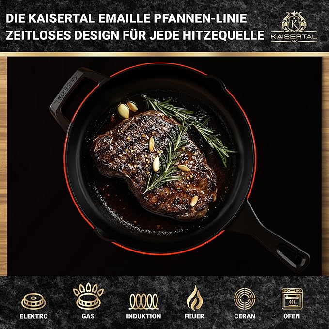 KAISERTAL Gusseisen Bratpfanne 30 cm Emailliert - Henkel