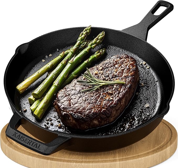 KAISERTAL Gusseisen Bratpfanne 30 cm Eingebrannt - Doppelgriff/Henkel
