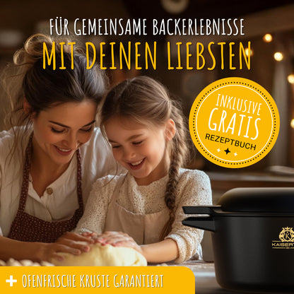 KAISERTAL Gusseisen Brotbacktopf 26 cm mit Deckel (4,7L) - mit/ohne Gärkorb