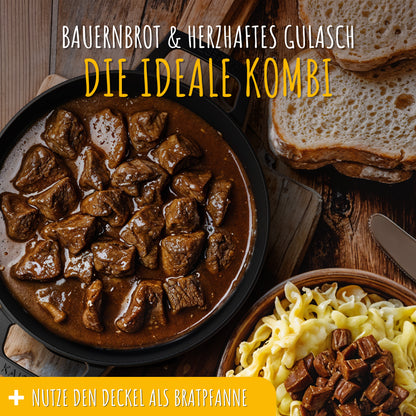KAISERTAL Gusseisen Brotbacktopf 26 cm mit Deckel (4,7L) - mit/ohne Gärkorb