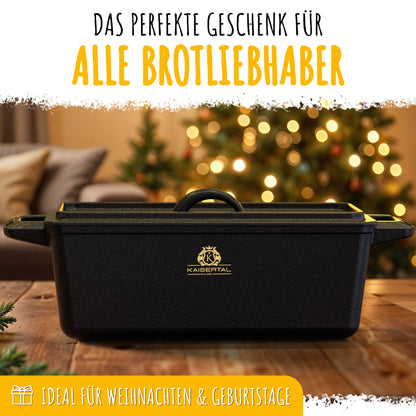 KAISERTAL Gusseisen Brotbackbräter 28 cm mit Deckel (4,5L) - mit/ohne Gärkorb
