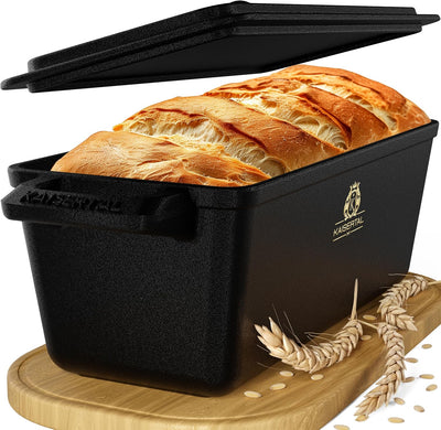 KAISERTAL Gusseisen Brotbackbräter 28 cm mit Deckel (4,5L) - mit/ohne Gärkorb
