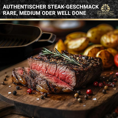 KAISERTAL Gusseisen Grillpfanne 27 cm Emailliert - Doppelgriff/Henkel